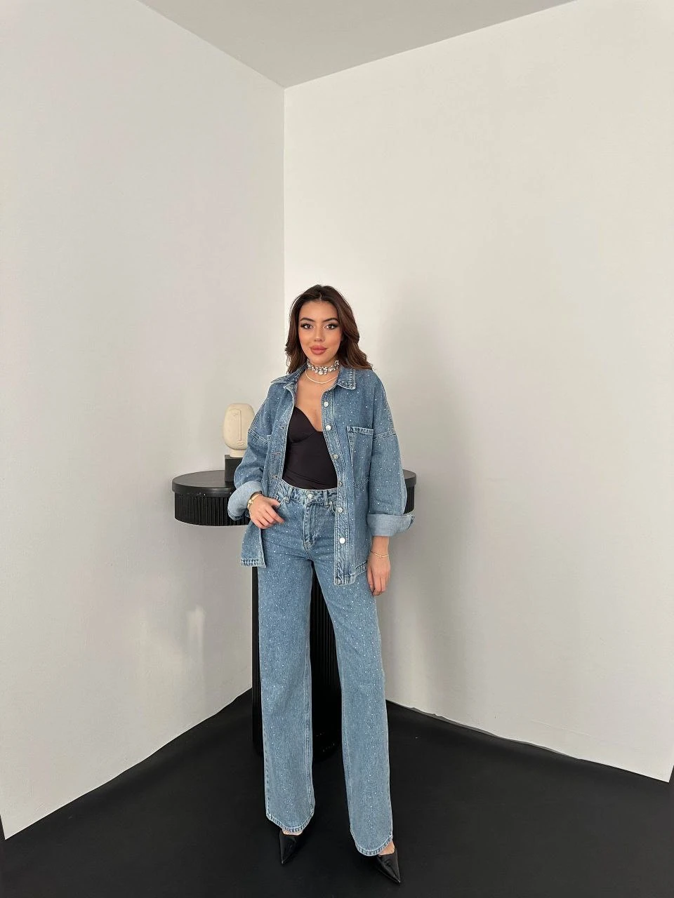 Preımum Taşlı Kot Takım 