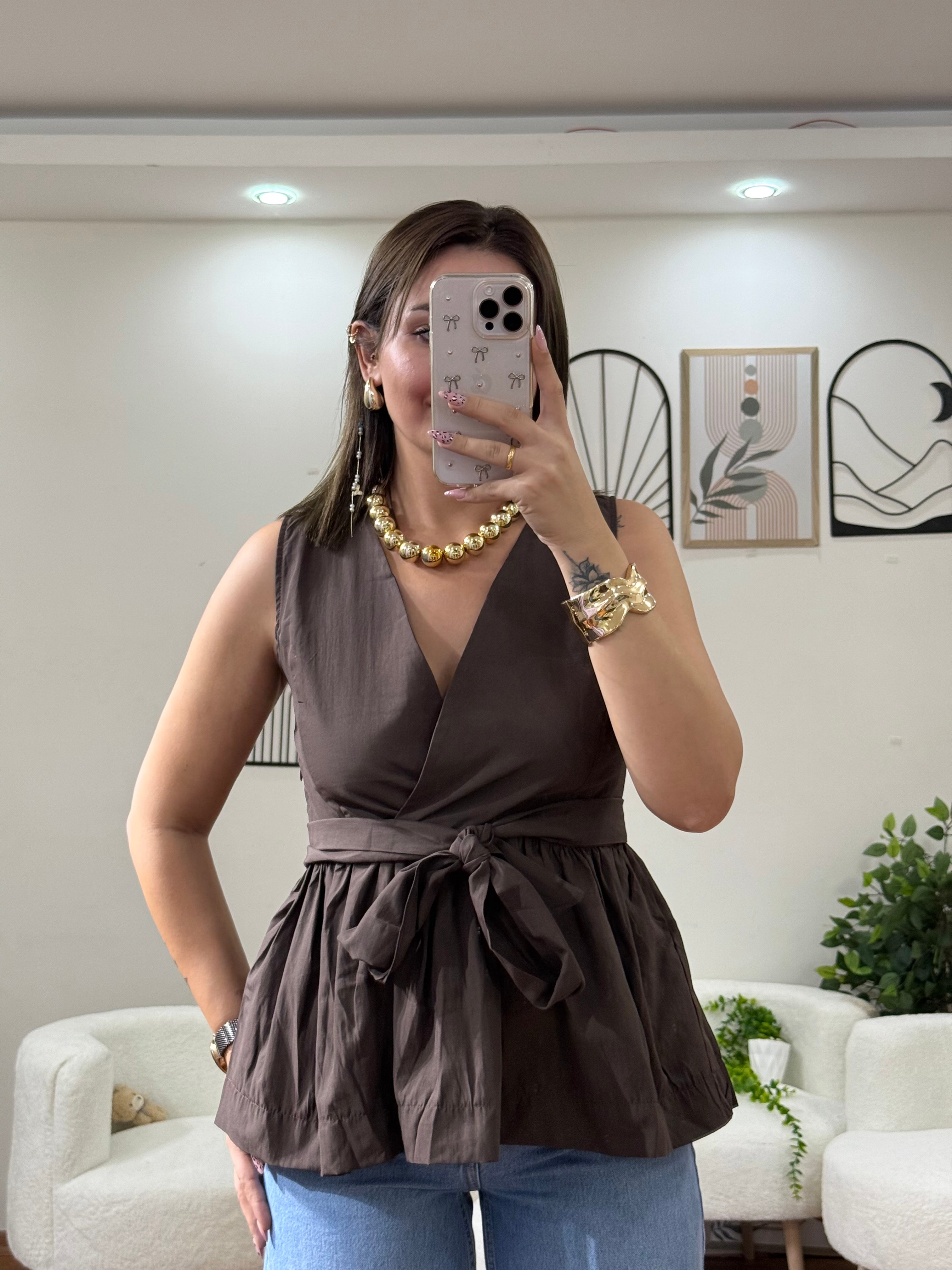 poplin kumaş kuşaklı gömlek 