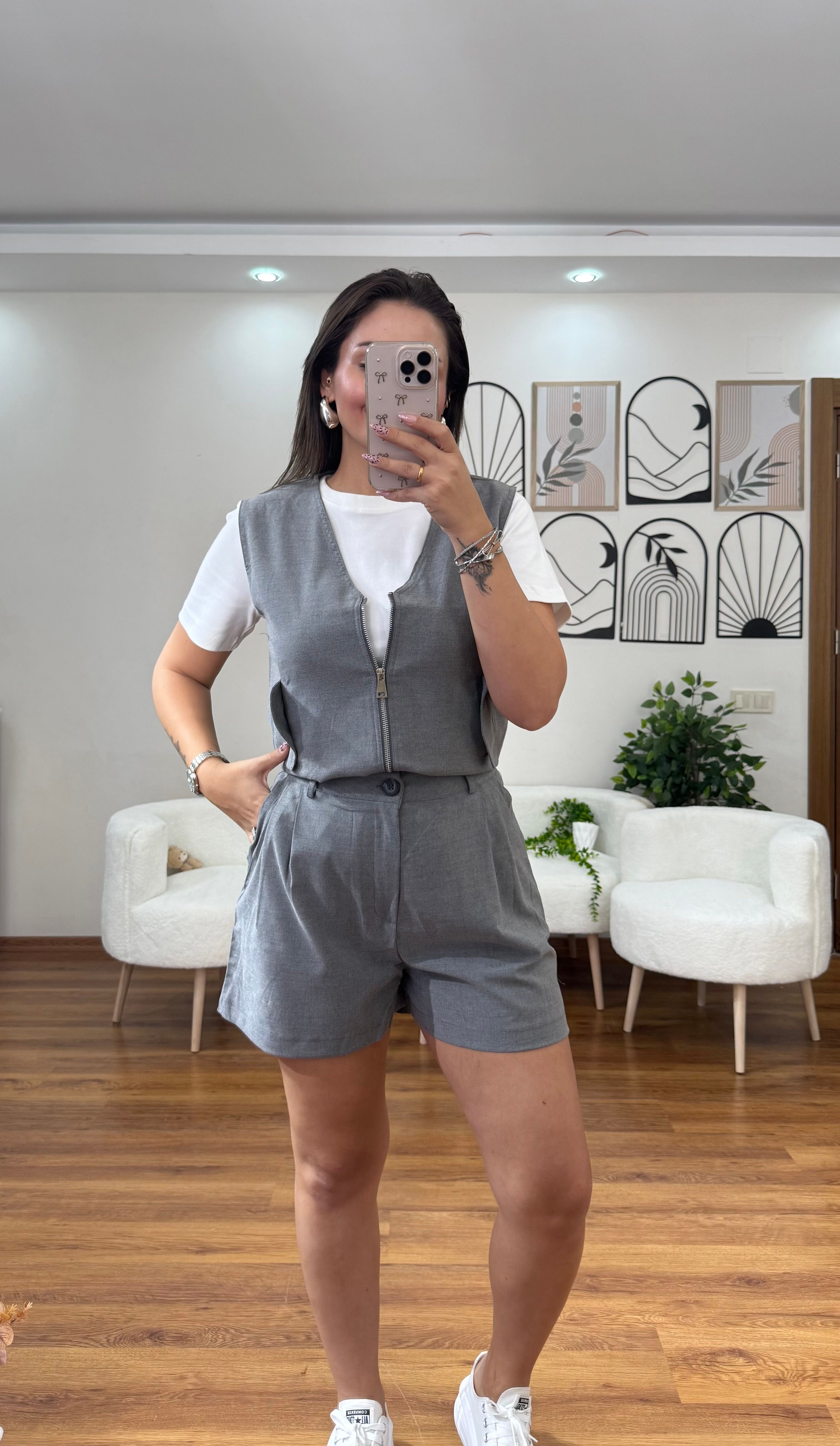 Massi orj marka kartlı etiketli şort ceket takım 