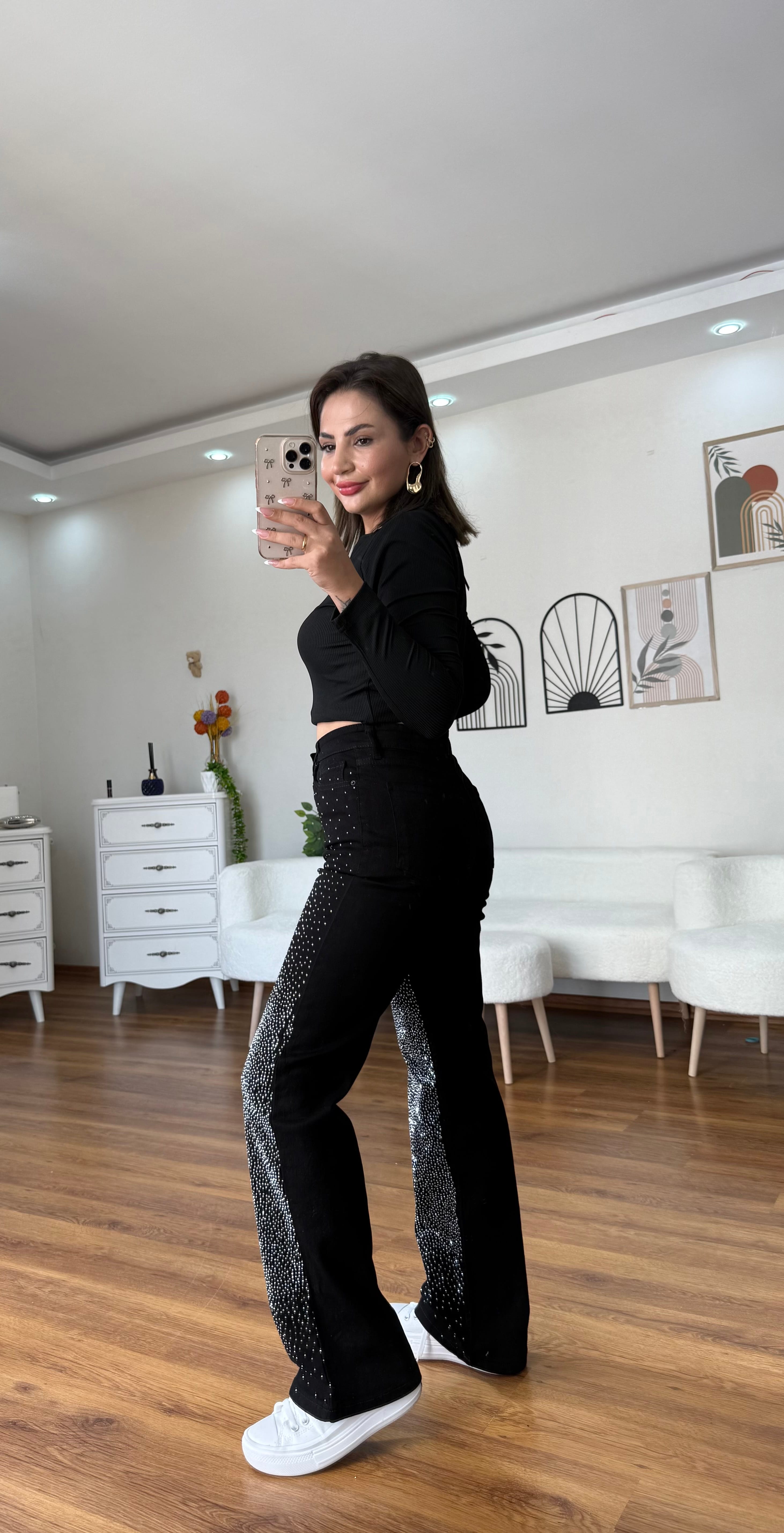 Taşlı Baggy Jean