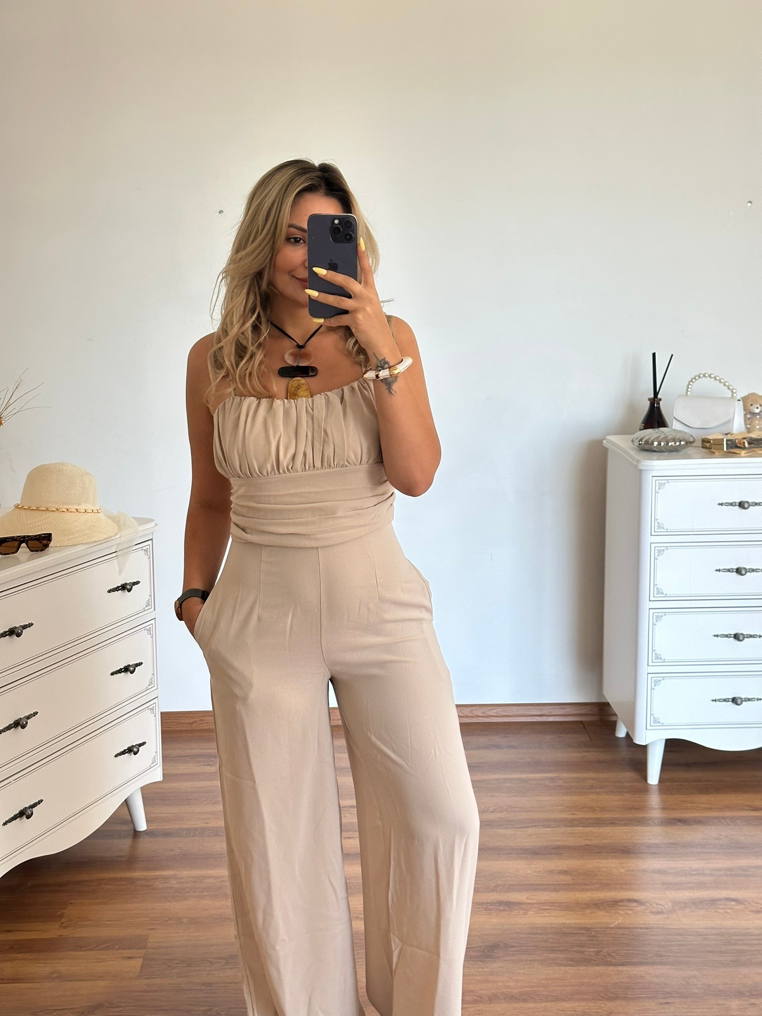 İP ASKILI BEJ TULUM