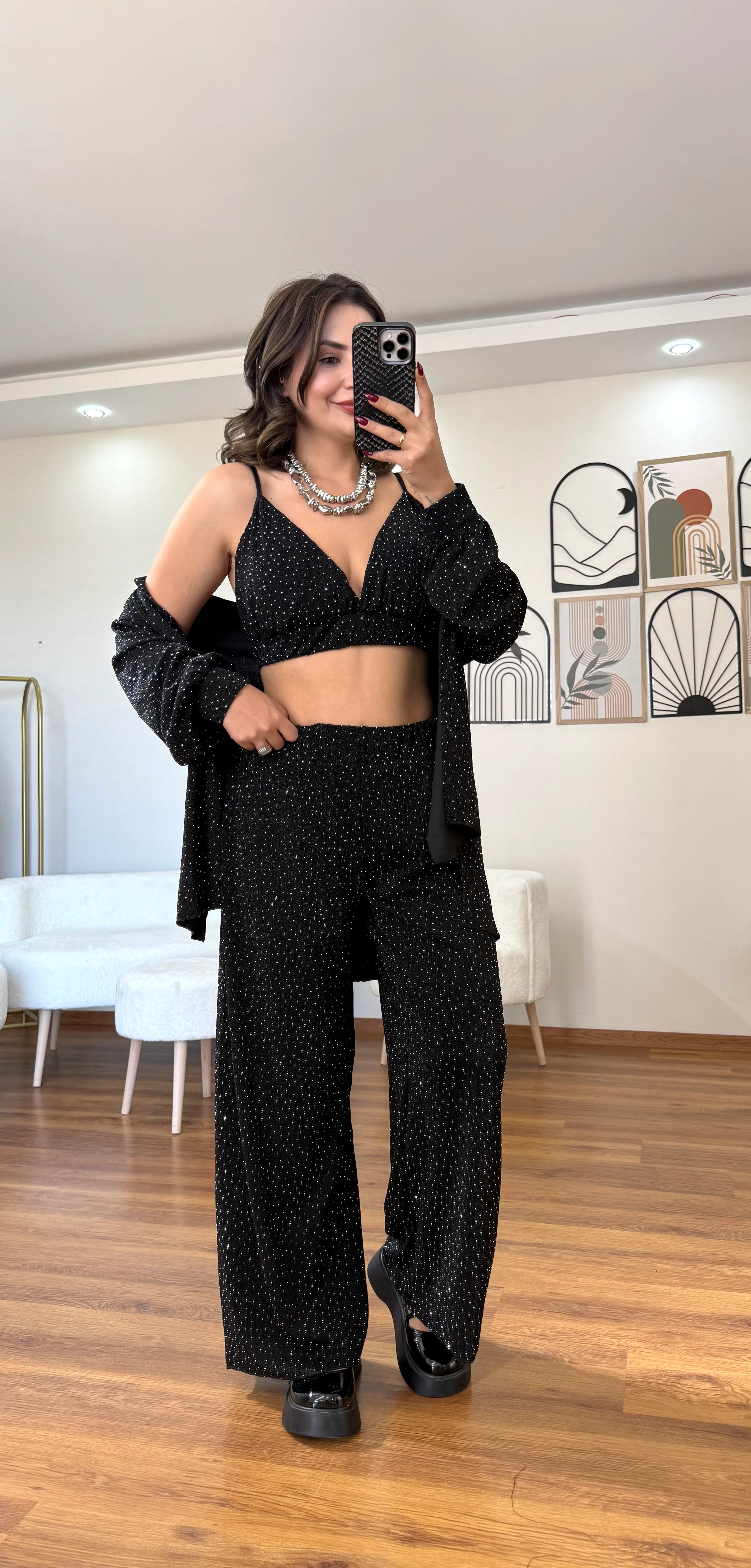 3 Lü Tasarım Taşlı Takım 