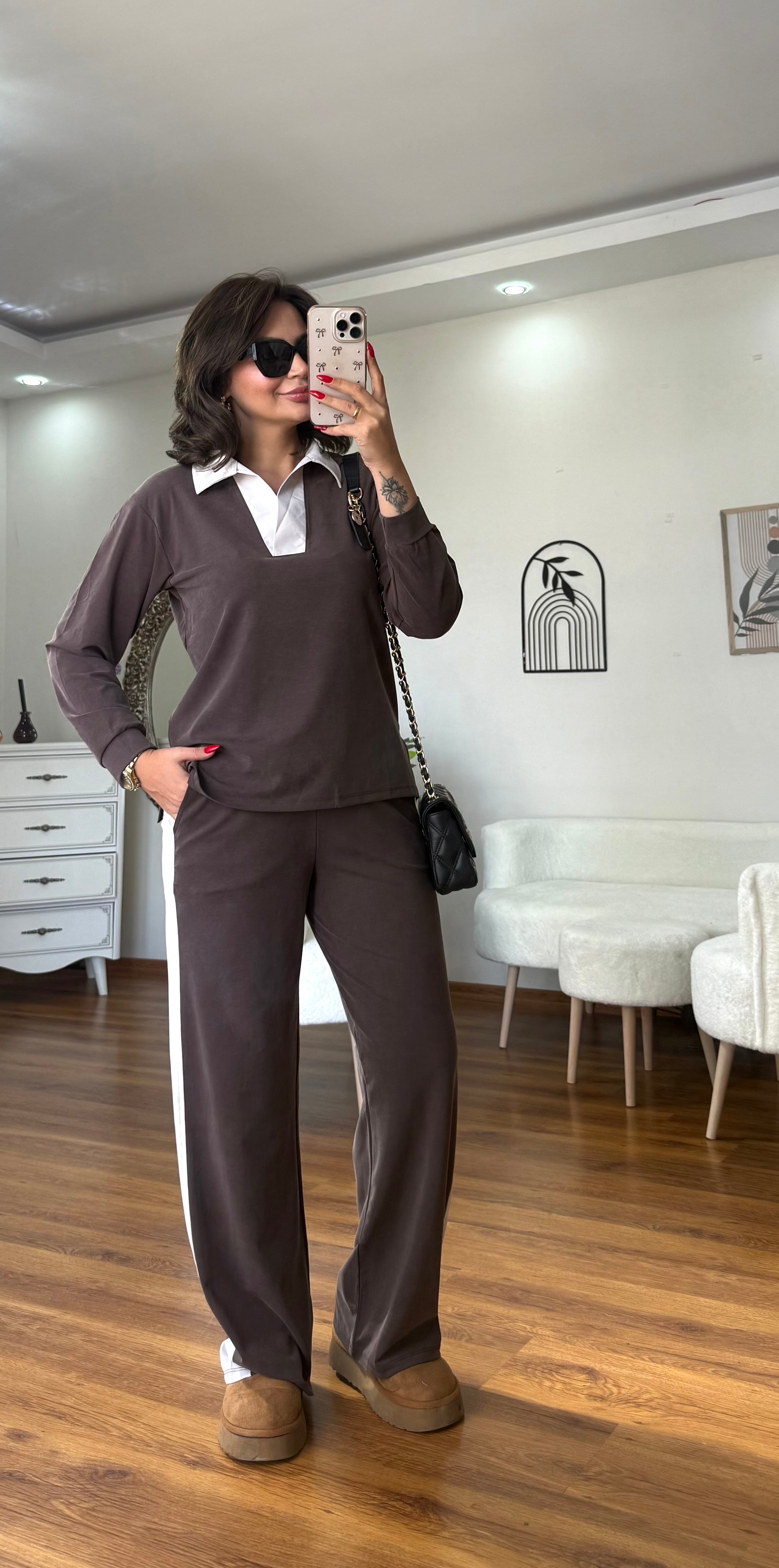 Oysh Kartlı Etiketli Modal Takım ( kartlı etiketli) - kahverengi