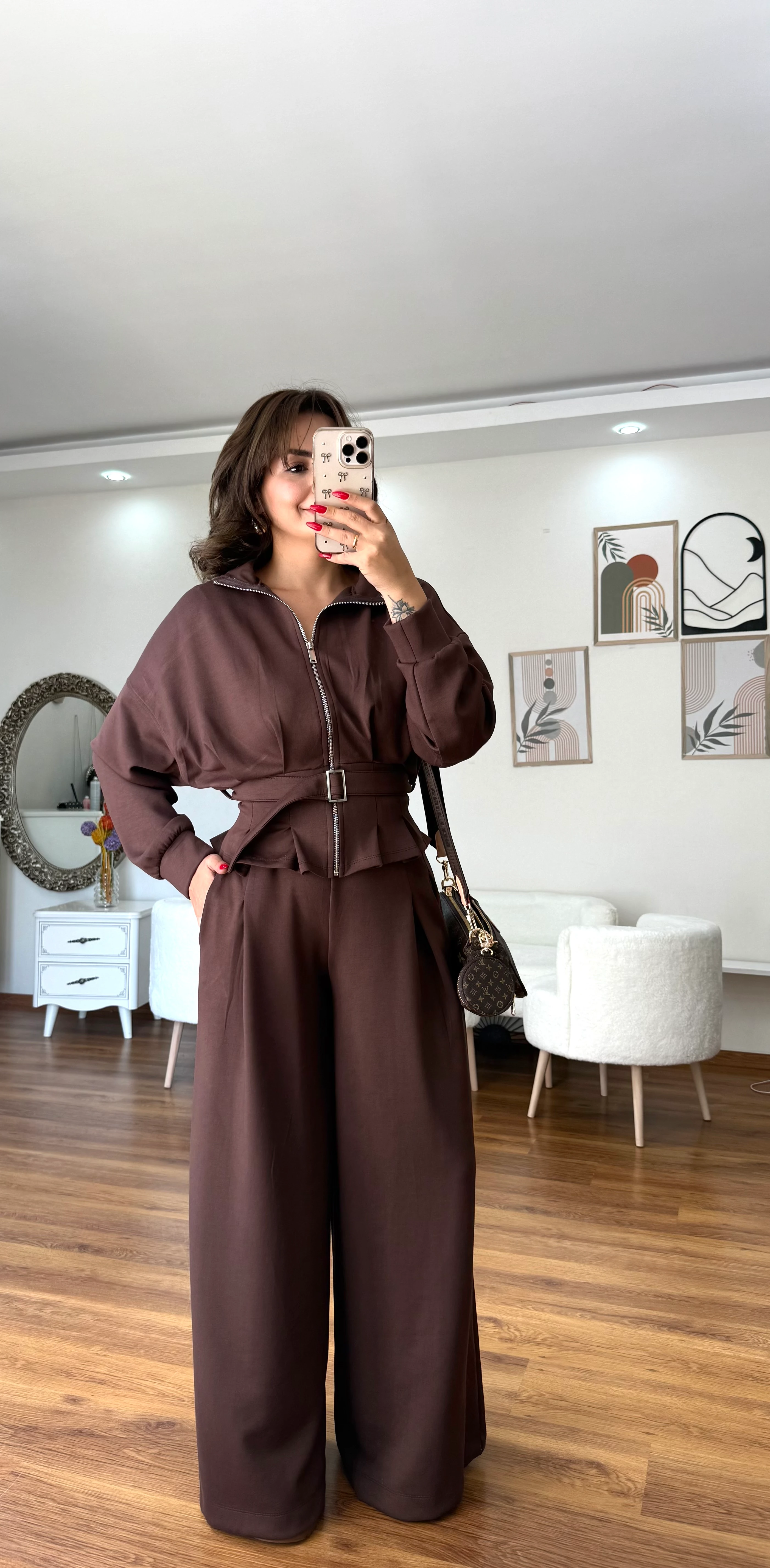  Pileli Kemerli Modal Takım  ( kartlı etiketli)