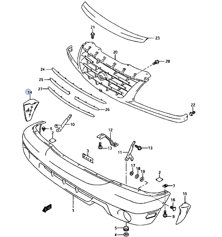 SUZUKI GRAND VITARA ÖN ALT TAMPON SAĞ KÖŞE 1998-2015 71721-65DC0-Z2S