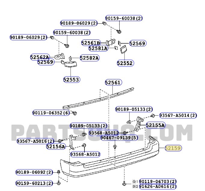 TOYOTA COROLLA ARKA TAMPON 1991-2002 5215913080 ORİJİNAL