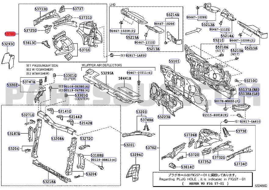 TOYOTA AURIS ÖN SAĞ ÇAMURLUK İÇ SACI 2006-2012 5370102080 ORİJİNAL