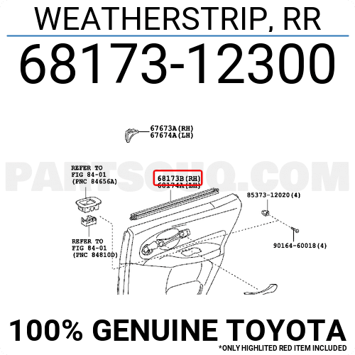 TOYOTA COROLLA SAĞ CAM İÇ SIYIRICI FİTİL 2006-2012 6817312300 ORİJİNAL