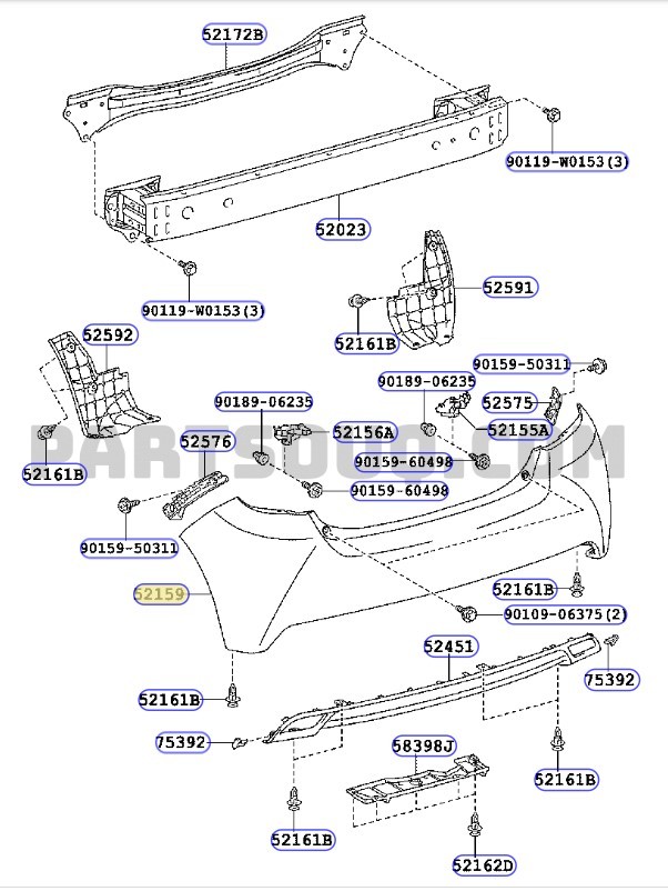 TOYOTA YARIS ARKA TAMPON 2013-2020 521590U921 ORİJİNAL