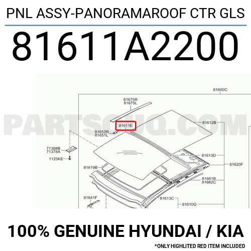 KIA CEED SUNROOF CAMI 2012-2018 81611A2200 ORİJİNAL