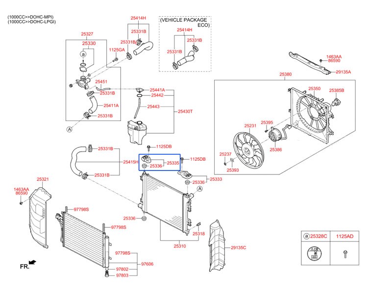 HYUNDAI i10 RADYAÖR MONTAJ ÜST BRAKETİ 2013-2019 25333B9100 ORİJİNAL