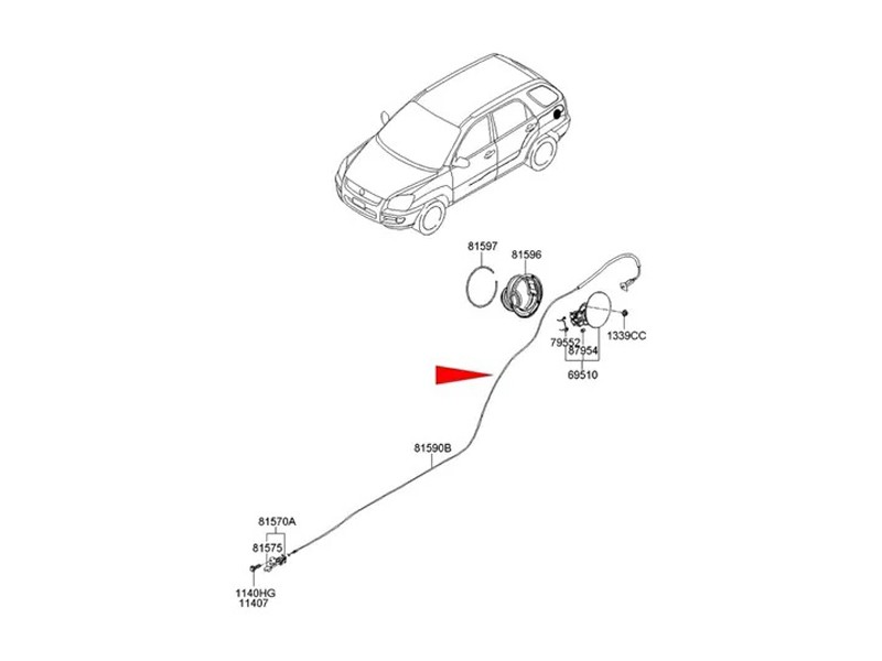 KIA SPORTAGE YAKIT DEPO KAPAK AÇMA TELİ 2004-2010 815901F000 LOGOSUZ ORİJİNAL