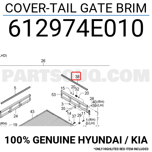 KIA BONGO KASA ARKA KAPAK ÜST LASTİĞİ 2004-2019 612974E010 ORİJİNAL