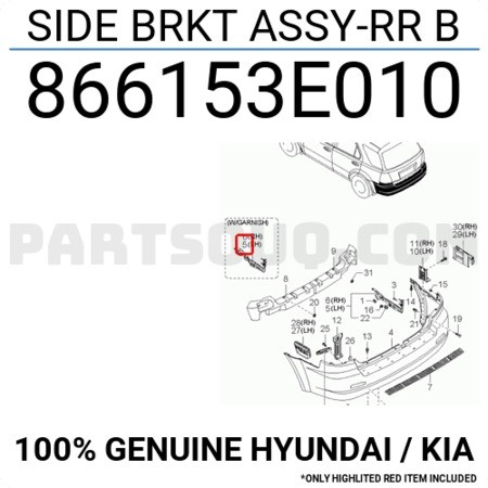 KIA SORENTO ARKA TAMPON SOL MONTAJ BRAKETİ 2002-2006 866153E010 ORİJİNAL