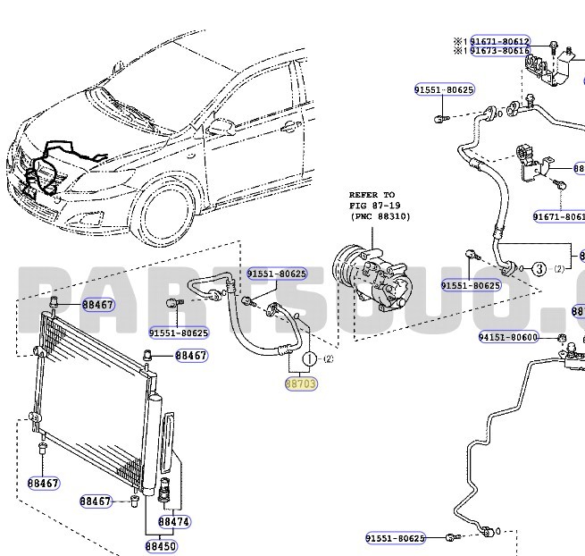 TOYOTA COROLLA KLİMA HORTUMU 2007-2013 8870312830 ORİJİNAL