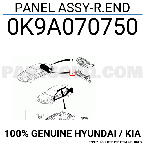 KIA CLARUS ARKA PANEL 1996-2000 0K9A070750 ORİJİNAL