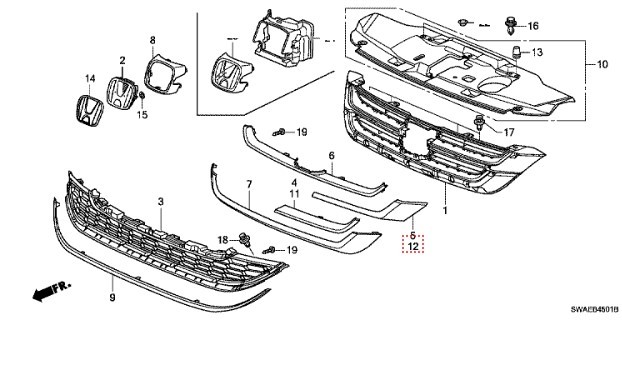 HONDA CR-V ÖN TAMPON ÇITASI SOL 2010-2011 71175SWWE31ZB ORİJİNAL