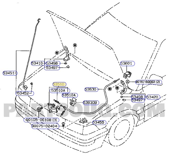 TOYOTA COROLLA ÖN KAPUT KİLİDİ 1987-1992 5351012360 EŞDEĞER