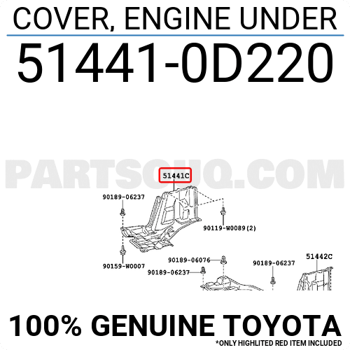 TOYOTA YARIS MOTOR ALT KORUYUCU SAĞ 2011-2014 514410D231 ORİJİNAL