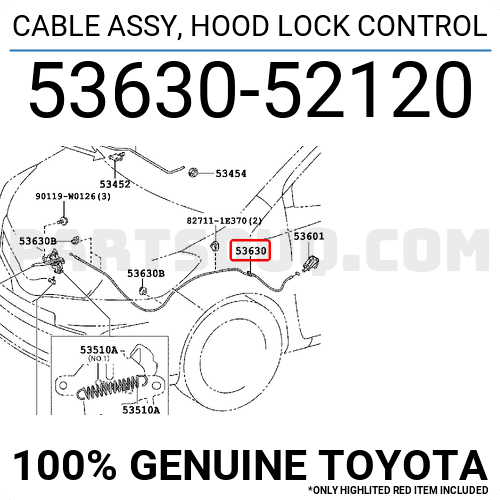 TOYOTA YARIS ÖN KAPUT AÇMA TELİ 2011-2019 5363052120 ORİJİNAL