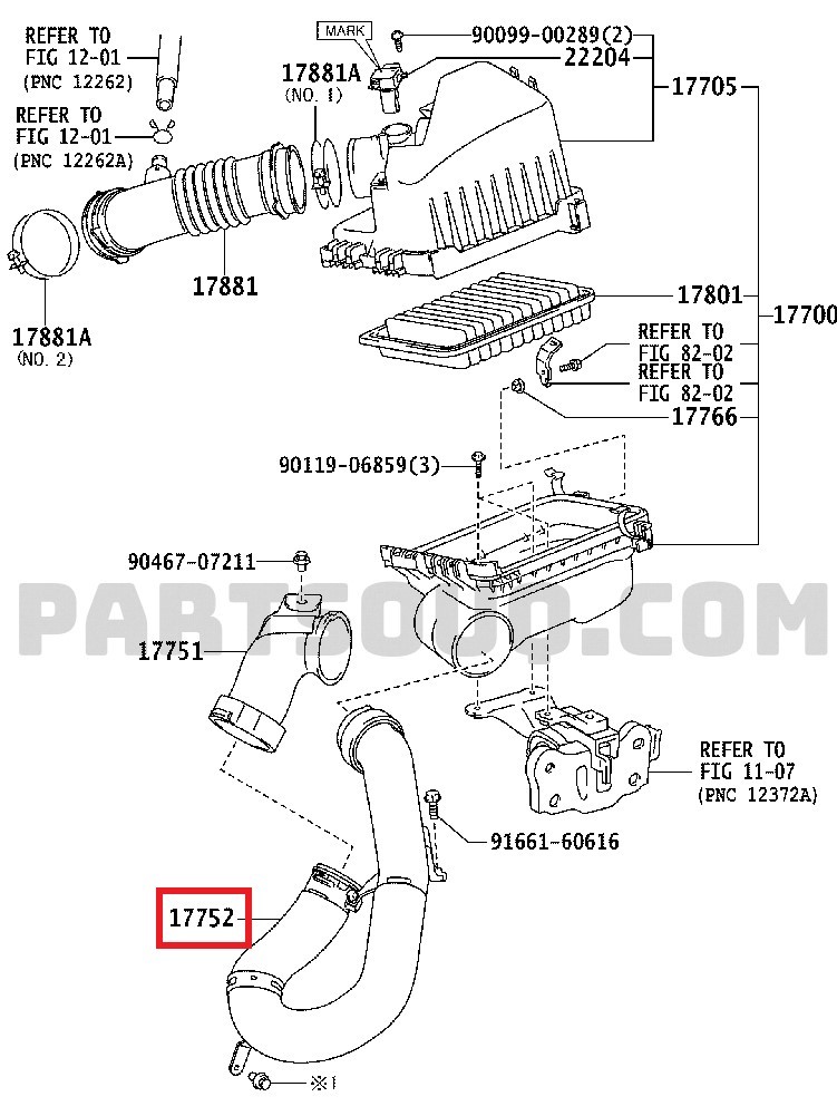 TOYOTA COROLLA HAVA FİLTRE GİRİŞ HORTUMU 2006-2013 1775237030 ORİJİNAL