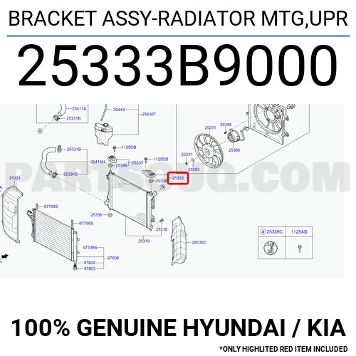 HYUNDAI i10 RADYATÖR MONTAJ ÜST BRAKETİ 2013-2019 25333B9000 ORİJİNAL