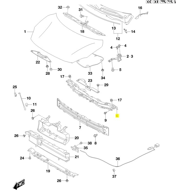 SUZUKI SWIFT ÖN KAPUT DESTEK DEMİRİ 2018-2023 58230-52R00-000 ORİJİNAL