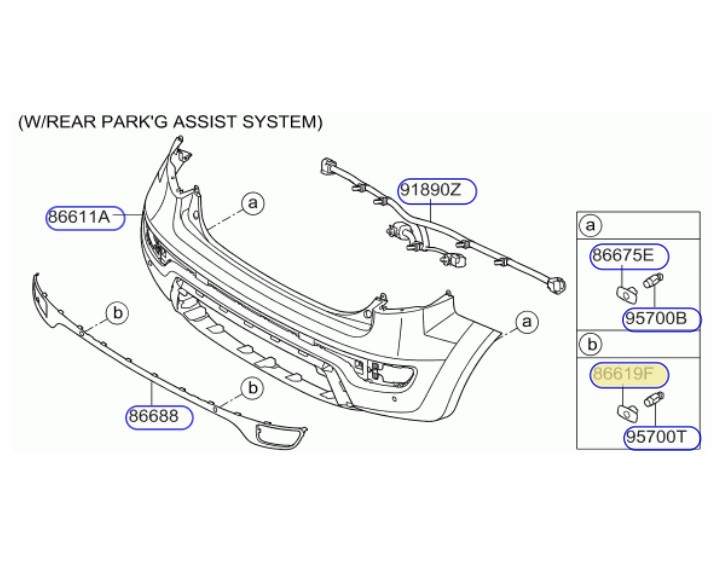 KIA SOUL ARKA TAMPON UYARI SİSTEMİ 2011-2013 866192K200 ORİJİNAL