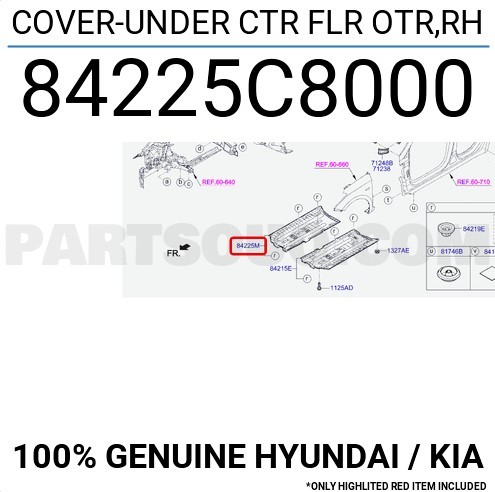 HYUNDAI i20 MOTOR ALT SAĞ KORUYUCU 2014-2020 84225C8000 ORİJİNAL