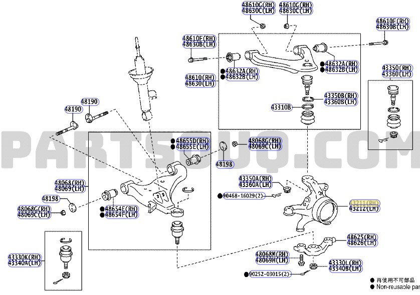 TOYOTA HILUX ÖN SAĞ AKS TAŞIYICI 2005-2015 432110K070 EŞDEĞER