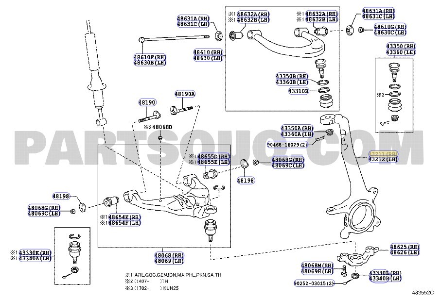 TOYOTA HILUX ÖN SAĞ AKS TAŞIYICI 2005-2015 432110K030 ORİJİNAL