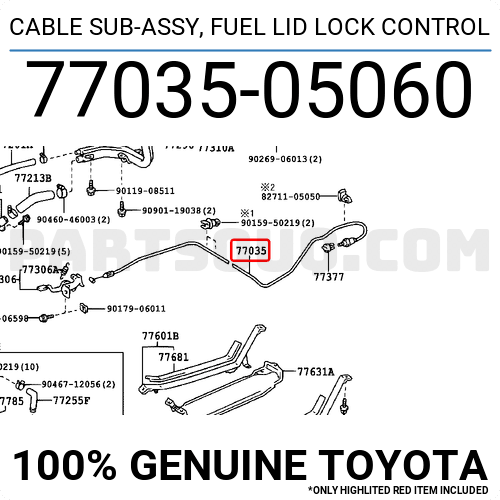 TOYOTA AVENSIS YAKIT DEPO KAPAK TELİ 1997-2003 7703505060 ORİJİNAL