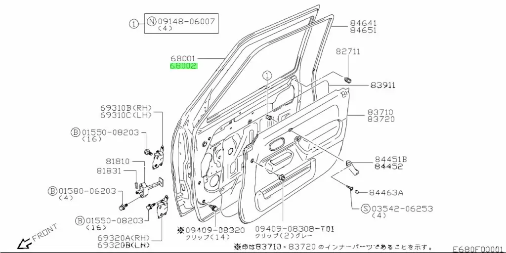 SUZUKI JIMNY ÖN SOL KAPI 1998-2005 68002-81A11-000