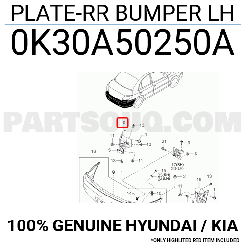 KIA RIO ARKA TAMPON SOL BRAKETİ 2000-2005 0K30A50250A ORİJİNAL