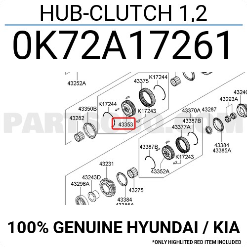 KIA PREGIO SENKROMEÇ GÖBEĞİ 1,2 1997-2005 0K72A17261 ORİJİNAL