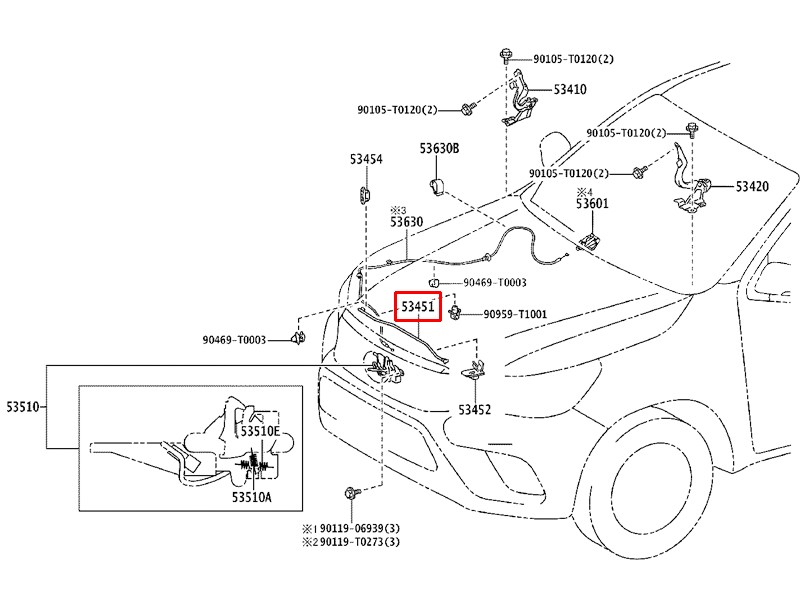 TOYOTA HILUX ÖN KAPUT DESTEK ÇUBUĞU 2015-2022 534400K010 ORİJİNAL