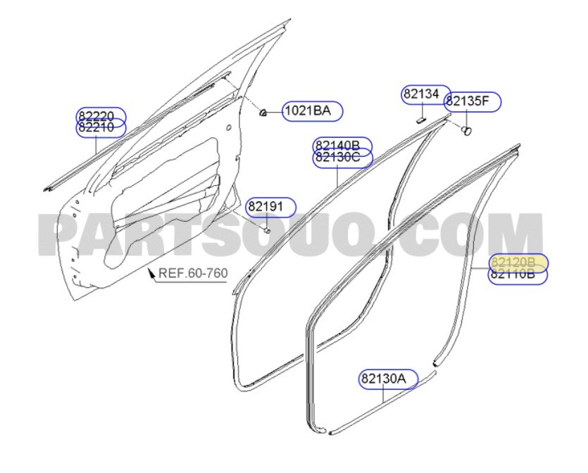 KIA CERATO ÖN SAĞ KAPI GÖVDE FİTİLİ 2004-2006 821202F000NM ORİJİNAL