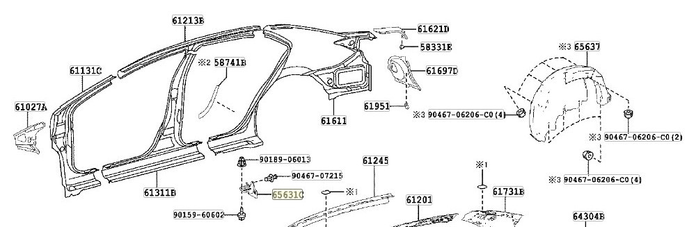 TOYOTA COROLLA ARKA SAĞ TEKER KORUYUCU 2013-2019 6563102240 ORİJİNAL