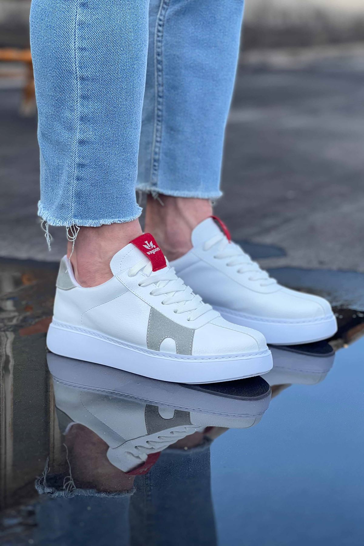 Wagoon WG040 Beyaz Gri Erkek Casual Ayakkabı