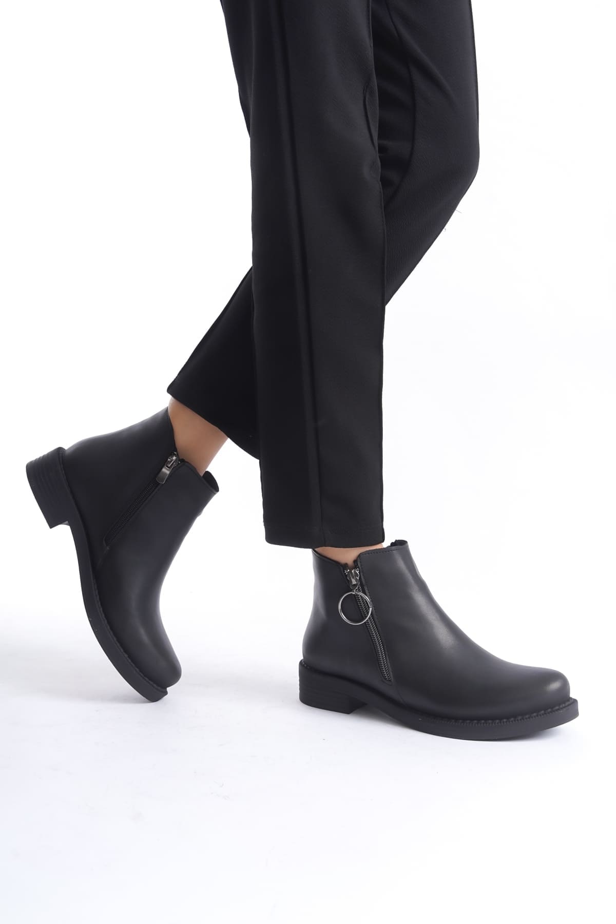 MARGARET Fermuarlı Ortopedik Taban TopukluKadın Bot - ST - Siyah