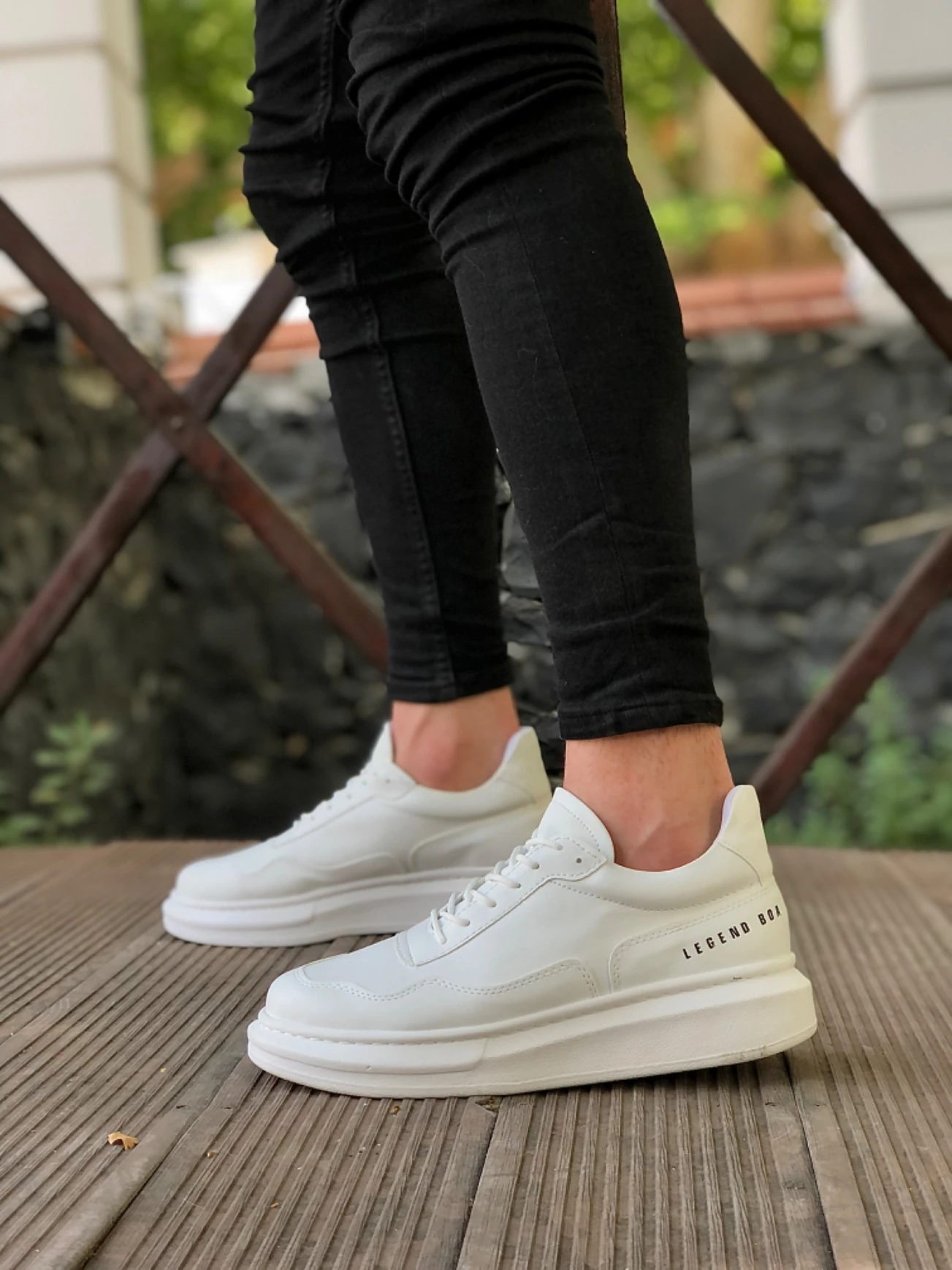 BA0238 BOA Yüksek Taban Beyaz Bağcıklı Erkek Ayakkabı