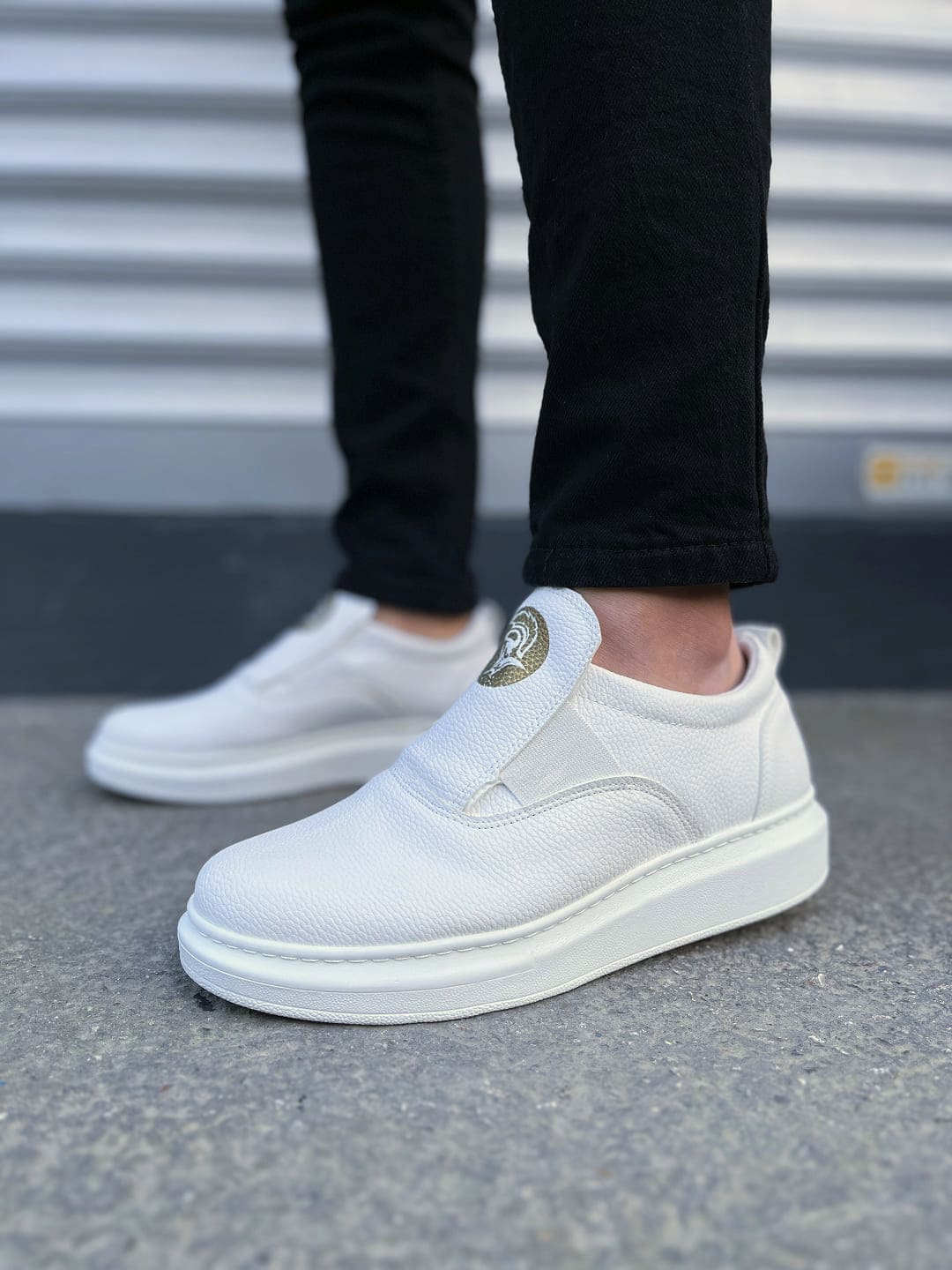 JY161 Hippo Bağcıksız Cilt Erkek Günlük Sneaker Ayakkabı CBT - Beyaz