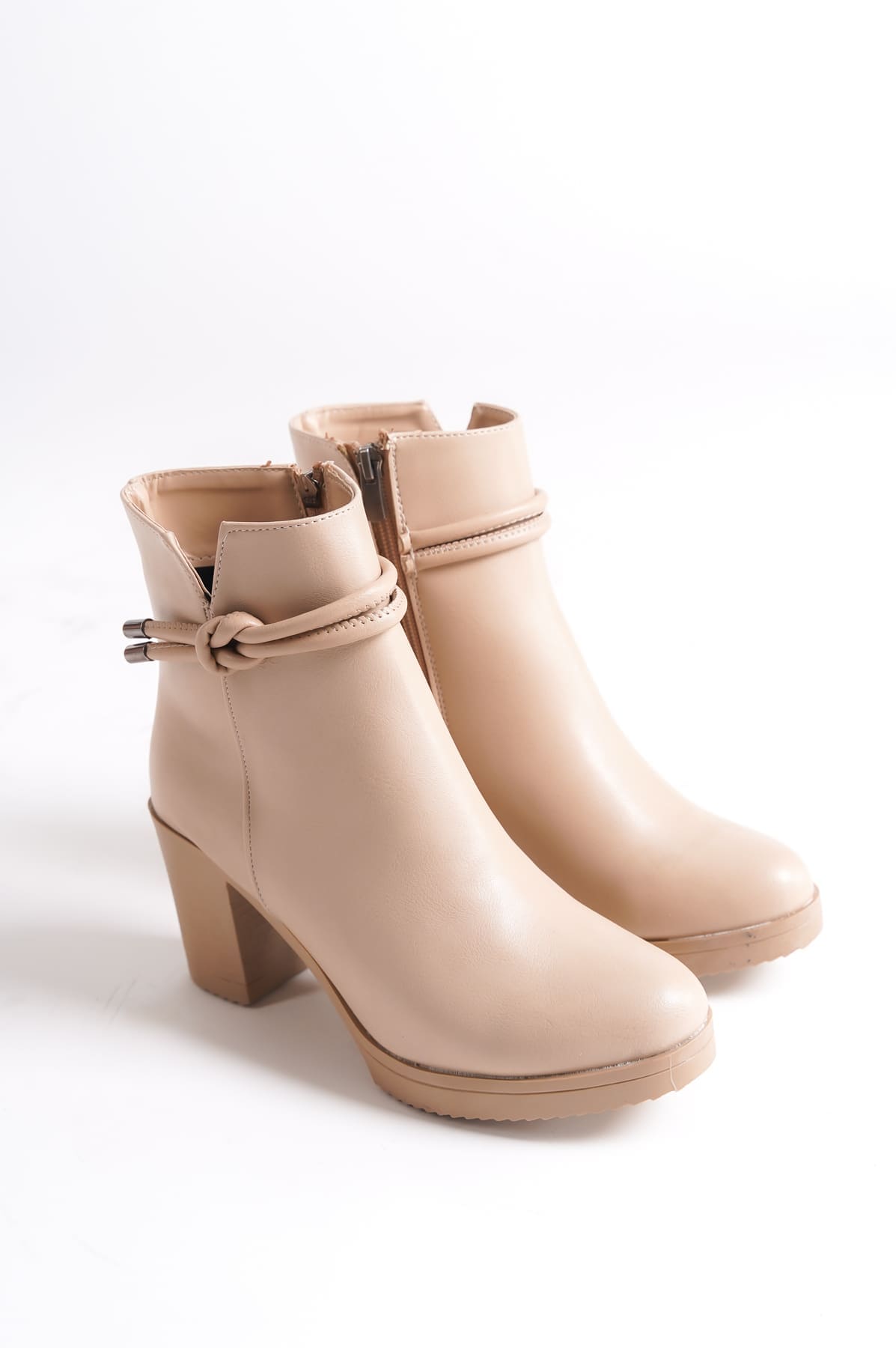 JULY Fermuarlı Ortopedik Taban Topuklu Kadın Bot TT - Ten