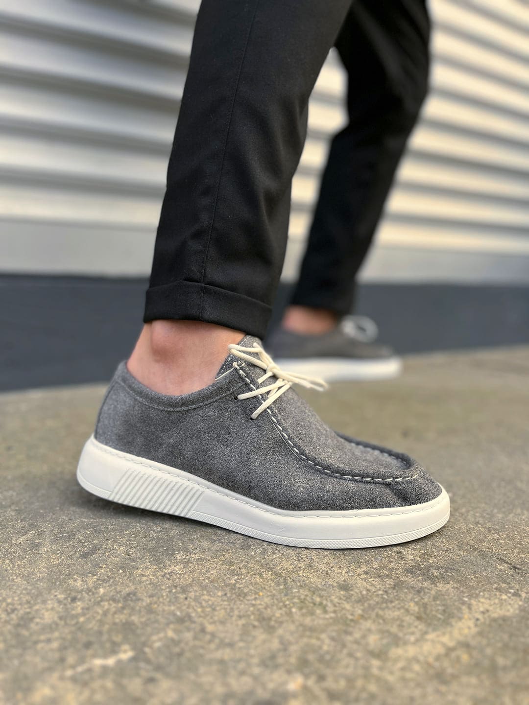 JY170 Tornado Bağcıklı Süet Erkek Günlük Spor Klasik Ayakkabı SBT - Gri