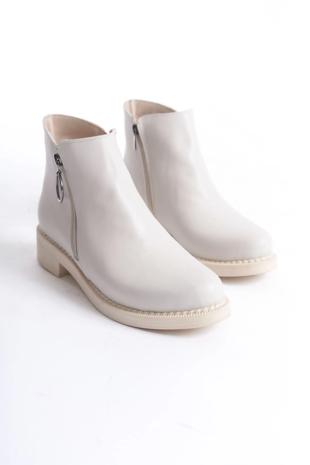 MARGARET Fermuarlı Ortopedik Taban TopukluKadın Bot  KT - Krem