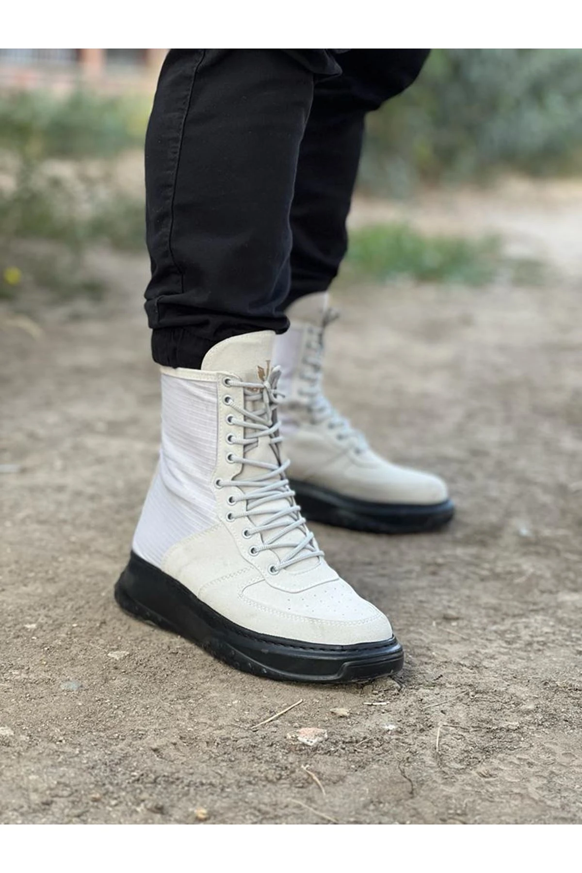 Wagoon WG012 Gri Kömür Süet Uzun Bağcıklı  Bot