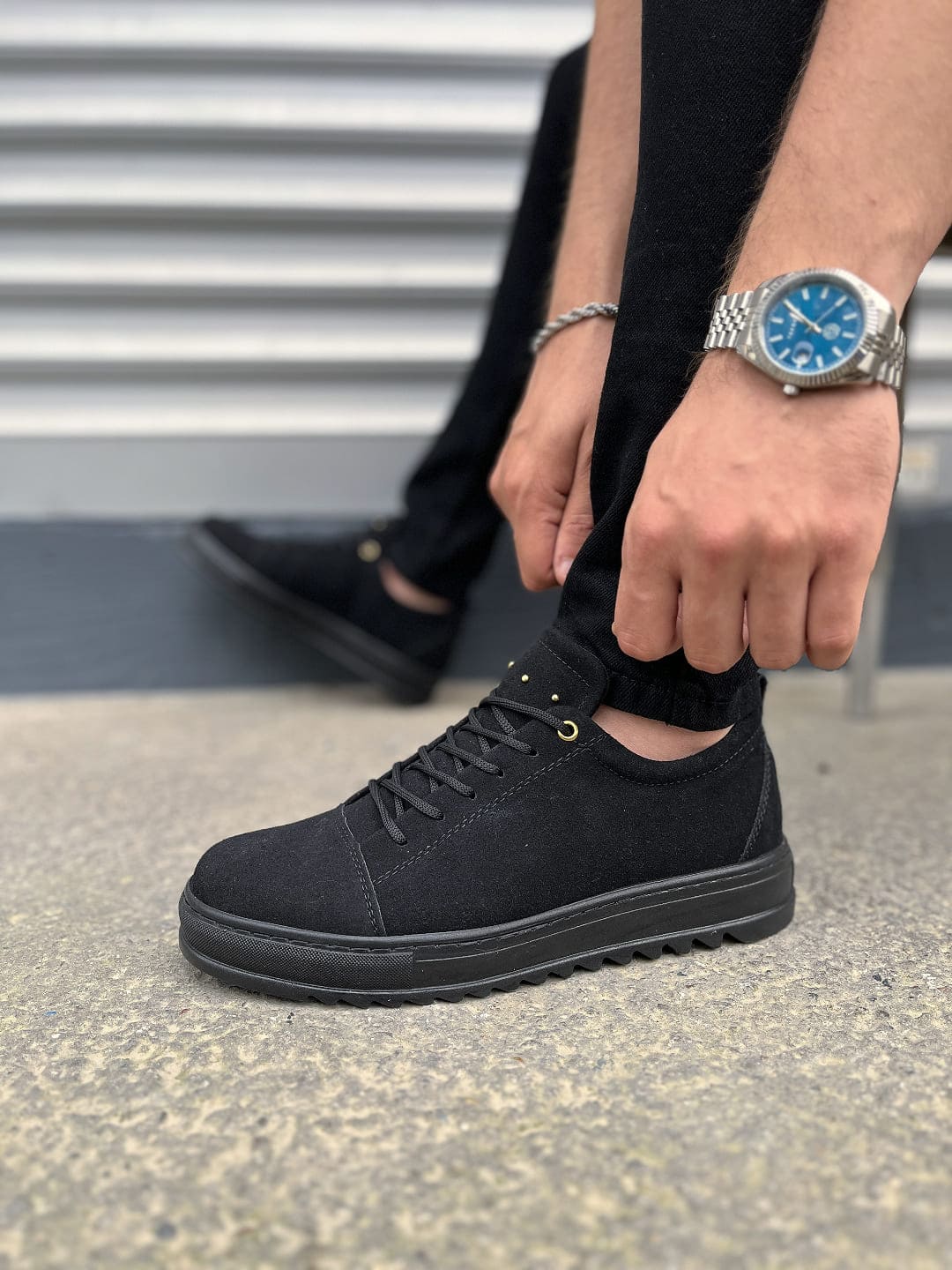JY152 Cool Bağcıklı Süet Erkek Günlük Spor Klasik Ayakkabı SST - Siyah