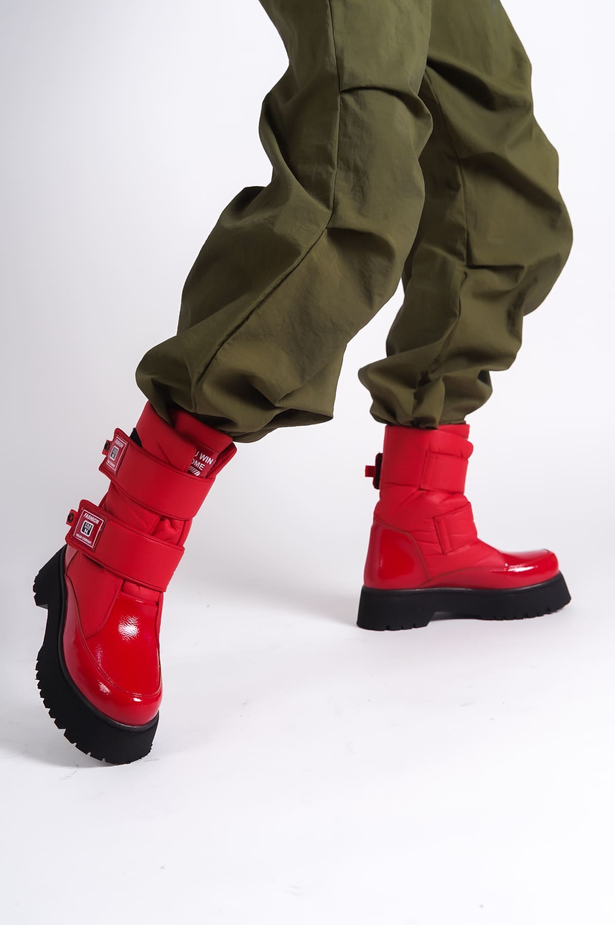 ELISA Cırt Cırtlı  Paraşüt Kumaş Rugan Kadın Bot ST - Kırmızı