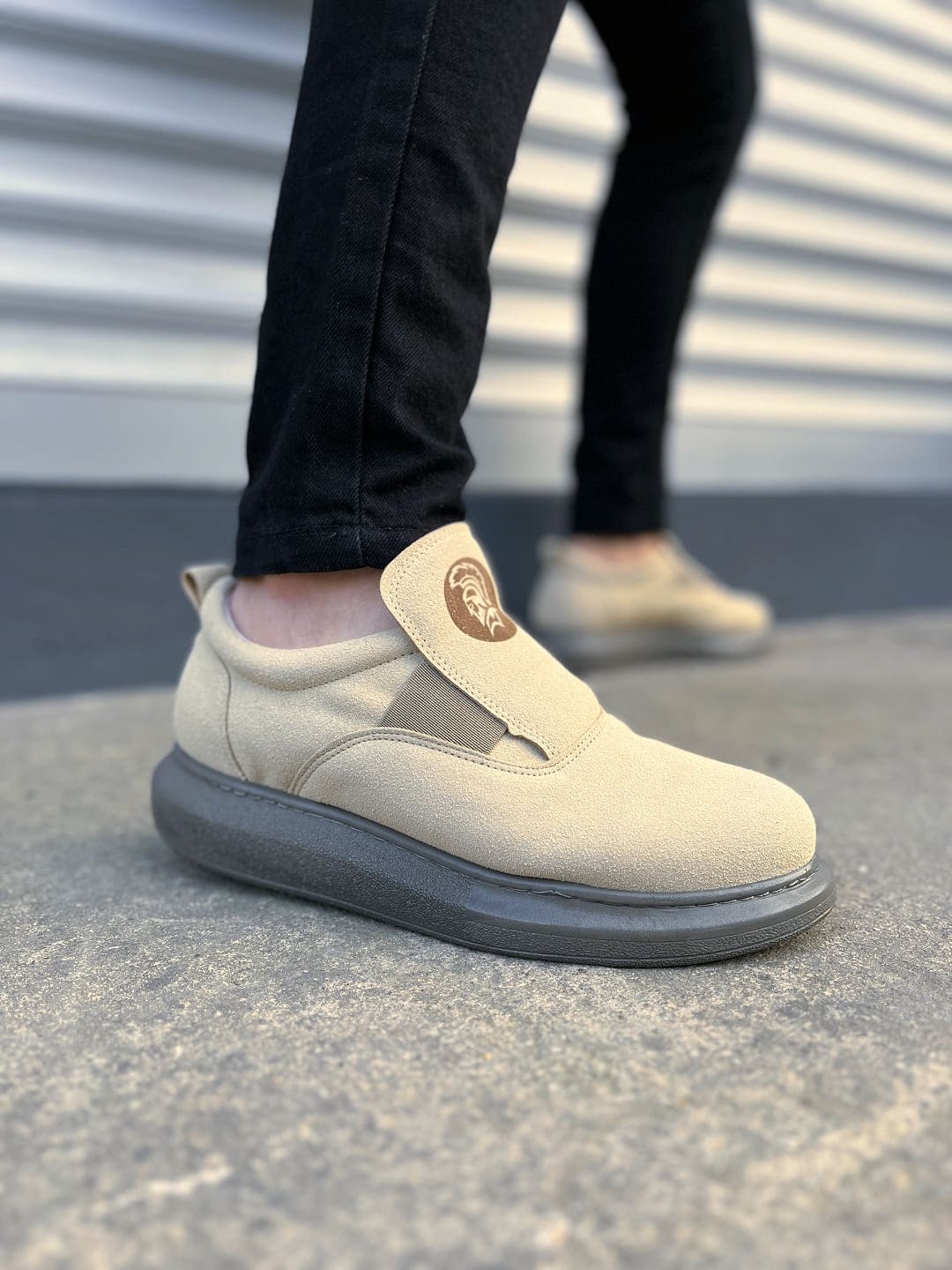 JY161 Hippo Bağcıksız Süet Erkek Günlük Sneaker Ayakkabı SGT - Bej