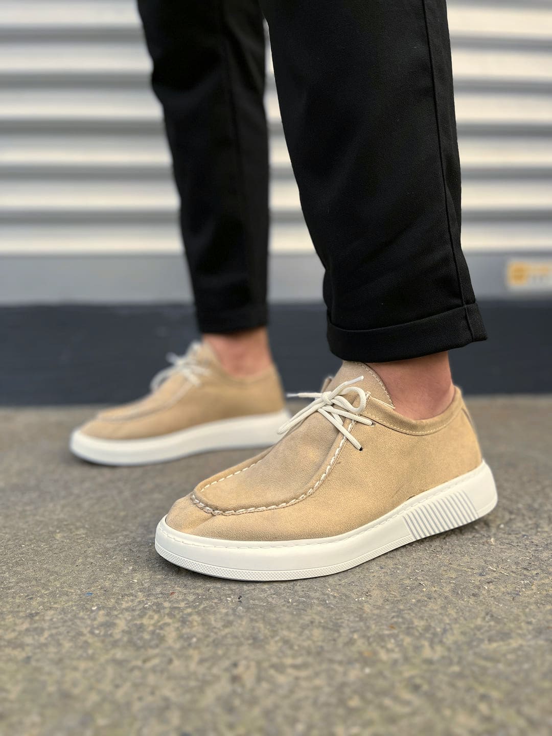 JY170 Tornado Bağcıklı Süet Erkek Günlük Spor Klasik Ayakkabı SBT - Krem